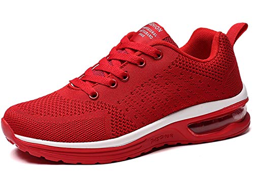 GAXmi Zapatillas Deportivas Mujer Zapatos de Malla Transpirables y Ligeros con Cordones y Cojín de Aire para Running Fitness Rojo 37.5 EU (Etiqueta 39) GAXmi Zapatillas Deportivas Mujer Zapatos de Malla Transpirables y Ligeros con Cordones y Cojín de Aire para Running Fitness Rojo 37.5 EU (Etiqueta 39)