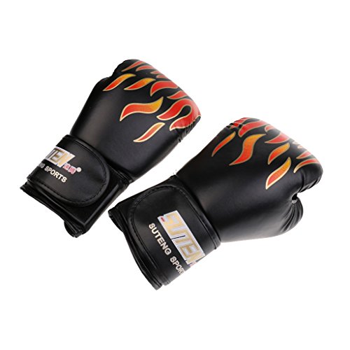 Gazechimp Guantes de Boxeo para Entrenamiento de MMA Peleando Sacos de Arena Sanda Mitones Accesorio de Kick Boxing - Negro