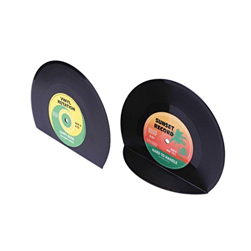 Gazechimp sujetalibros de discos de vinilo vintage, para detener el colapso de los libros, los hacen ordenados Gazechimp sujetalibros de discos de vinilo vintage, para detener el colapso de los libros, los hacen ordenados
