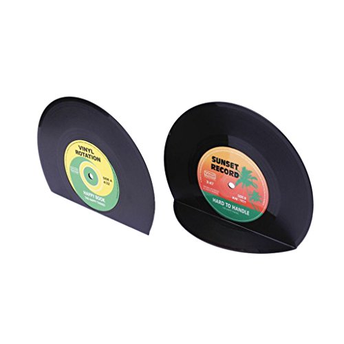 Gazechimp sujetalibros de discos de vinilo vintage, para detener el colapso de los libros, los hacen ordenados Gazechimp sujetalibros de discos de vinilo vintage, para detener el colapso de los libros, los hacen ordenados