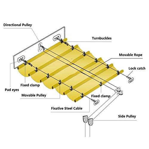 GDMING Retráctil Romano Sombra De Vela, 95% De Bloqueo UV Ola Toldo con Dosel, Deslizamiento De Alambre Tela De Sombra para Al Aire Libre Piscina Yarda Pérgola Respirable Poliéster