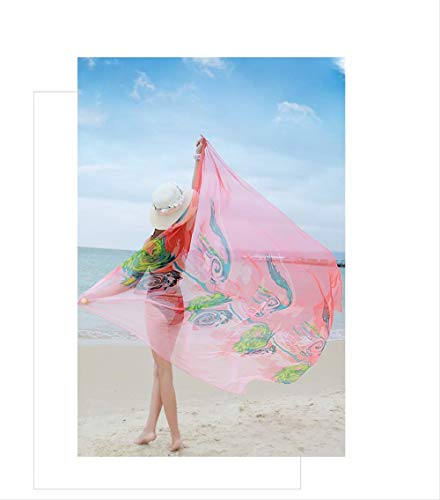 GDYX Bufanda 200 * 150 cm Bufanda de seda estampada de verano Gasa Señoras Chal de playa Cubierta envuelta Gasa Protector solar Chal largo Mujer   21