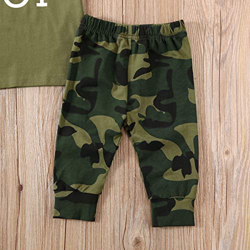 Geagodelia - Conjunto de 2 piezas para recién nacido, de manga corta y pantalones, diseño de camuflaje, color verde militar niña 80 cm