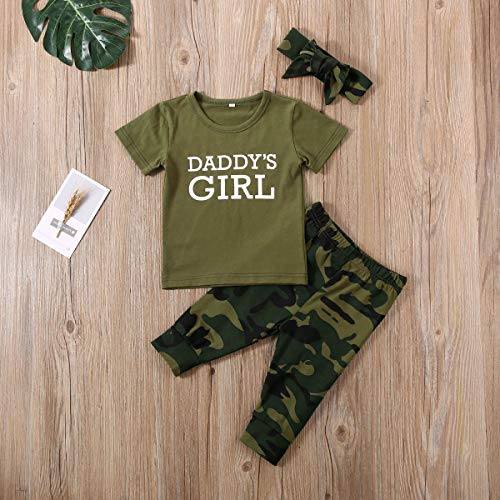 Geagodelia - Conjunto de 2 piezas para recién nacido, de manga corta y pantalones, diseño de camuflaje, color verde militar niña 80 cm