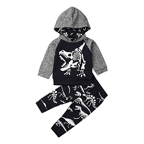 Geagodelia - Conjunto de ropa para bebé con capucha y pantalones, para invierno, chándal de manga larga, sudadera otoño, sudadera con capucha negro-a 18-24 Meses Geagodelia - Conjunto de ropa para bebé con capucha y pantalones, para invierno, chándal de manga larga, sudadera otoño, sudadera con capucha negro-a 18-24 Meses