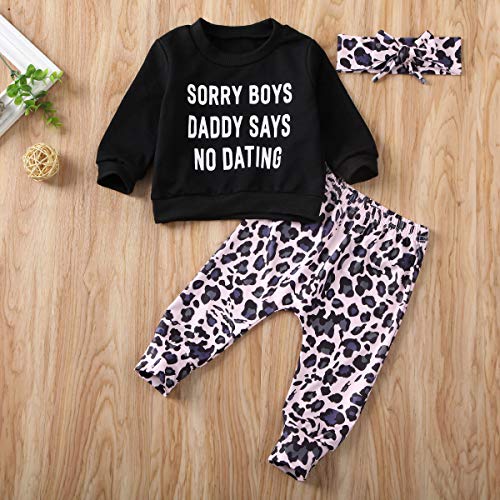 Geagodelia - Conjunto de ropa para bebé recién nacido con flores, parte superior + pantalones cortos + diadema para niños con texto en inglés "Sorry Boys Daddy Days Not Dating 0-24M