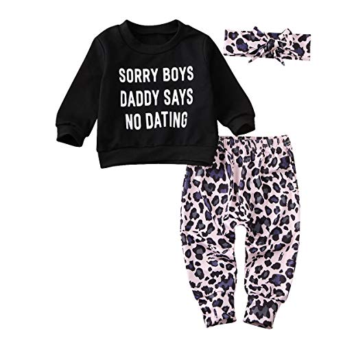 Geagodelia - Conjunto de ropa para bebé recién nacido con flores, parte superior + pantalones cortos + diadema para niños con texto en inglés "Sorry Boys Daddy Days Not Dating 0-24M