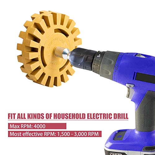 Gebildet 10cm Removedor de Calcomanías, Removedor de Adhesivos de Vinilo Ruedas con Taladro Adaptador, Disco para Eliminar Adhesivos de la carrocería, Rueda Goma Borrar + Raspador + 20pcs Cuchillas Gebildet 10cm Removedor de Calcomanías, Removedor de Adhesivos de Vinilo Ruedas con Taladro Adaptador, Disco para Eliminar Adhesivos de la carrocería, Rueda Goma Borrar + Raspador + 20pcs Cuchillas