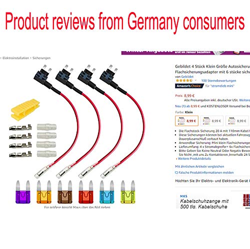Gebildet 4pcs Pequeña Portafusible con Hilo in-Line, Coche Circuito Cuchilla Estilo Adaptador Cable Fusible, Add-A-Circuit Fusible Titular con 6 Fusibles (3A/5A/7.5A/10A/15A/20A) +1 pc Extractor Gebildet 4pcs Pequeña Portafusible con Hilo in-Line, Coche Circuito Cuchilla Estilo Adaptador Cable Fusible, Add-A-Circuit Fusible Titular con 6 Fusibles (3A/5A/7.5A/10A/15A/20A) +1 pc Extractor