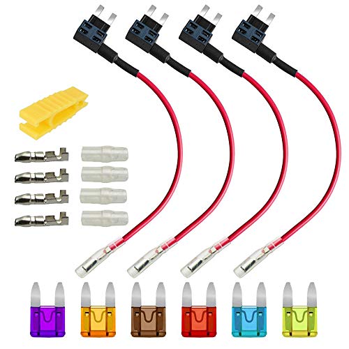 Gebildet 4pcs Pequeña Portafusible con Hilo in-Line, Coche Circuito Cuchilla Estilo Adaptador Cable Fusible, Add-A-Circuit Fusible Titular con 6 Fusibles (3A/5A/7.5A/10A/15A/20A) +1 pc Extractor Gebildet 4pcs Pequeña Portafusible con Hilo in-Line, Coche Circuito Cuchilla Estilo Adaptador Cable Fusible, Add-A-Circuit Fusible Titular con 6 Fusibles (3A/5A/7.5A/10A/15A/20A) +1 pc Extractor