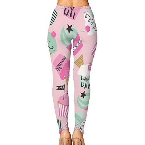 geckor Cupcake Art Patterns 2 Leggings de Yoga para Mujer Pantalones Sport Pilates Workout Gym Medias Pantalones Pitillo elásticos L