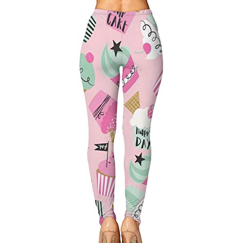 geckor Cupcake Art Patterns 2 Leggings de Yoga para Mujer Pantalones Sport Pilates Workout Gym Medias Pantalones Pitillo elásticos L