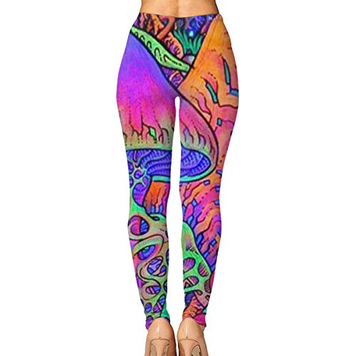 geckor Psychedelic City Leggings de Yoga para Mujer Pantalones Sport Pilates Workout Gym Medias Pantalones Pitillo elásticos L