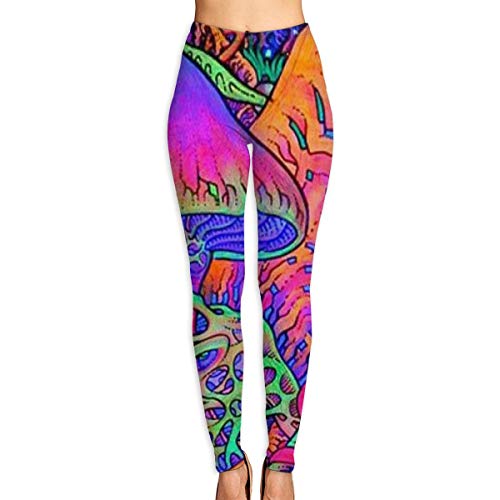 geckor Psychedelic City Leggings de Yoga para Mujer Pantalones Sport Pilates Workout Gym Medias Pantalones Pitillo elásticos L