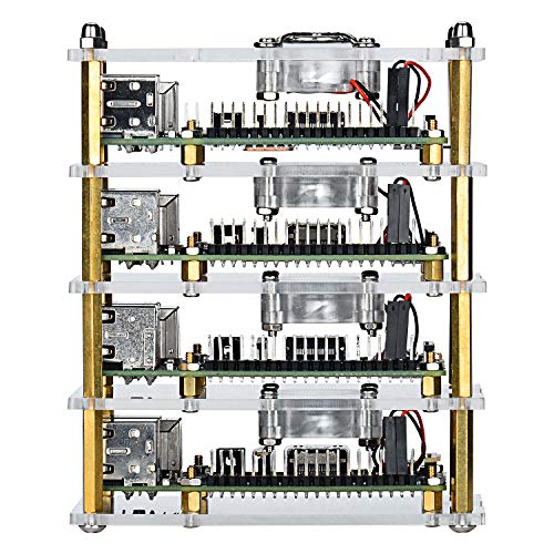 GeeekPi Raspberry Pi 4 Model B,Raspberry Pi 3 B + Caja con Ventilador de refrigeración y disipador de Calor, Caja de acrílico de 4 Capas Caja apilable Cluster Caja para Raspberry Pi 3/2 Modelo B GeeekPi Raspberry Pi 4 Model B,Raspberry Pi 3 B + Caja con Ventilador de refrigeración y disipador de Calor, Caja de acrílico de 4 Capas Caja apilable Cluster Caja para Raspberry Pi 3/2 Modelo B