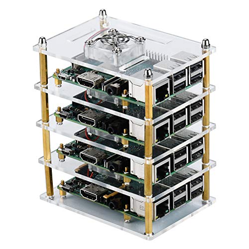 GeeekPi Raspberry Pi 4 Model B,Raspberry Pi 3 B + Caja con Ventilador de refrigeración y disipador de Calor, Caja de acrílico de 4 Capas Caja apilable Cluster Caja para Raspberry Pi 3/2 Modelo B GeeekPi Raspberry Pi 4 Model B,Raspberry Pi 3 B + Caja con Ventilador de refrigeración y disipador de Calor, Caja de acrílico de 4 Capas Caja apilable Cluster Caja para Raspberry Pi 3/2 Modelo B