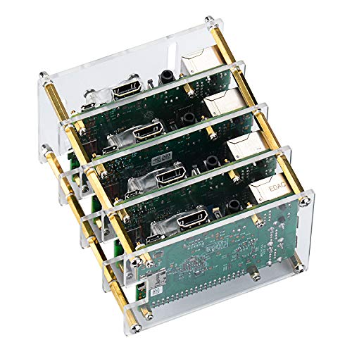 GeeekPi Raspberry Pi 4 Model B,Raspberry Pi 3 B + Caja con Ventilador de refrigeración y disipador de Calor, Caja de acrílico de 4 Capas Caja apilable Cluster Caja para Raspberry Pi 3/2 Modelo B GeeekPi Raspberry Pi 4 Model B,Raspberry Pi 3 B + Caja con Ventilador de refrigeración y disipador de Calor, Caja de acrílico de 4 Capas Caja apilable Cluster Caja para Raspberry Pi 3/2 Modelo B