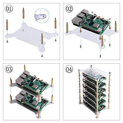 GeeekPi Raspberry Pi - Carcasa para Raspberry Pi (6 capas, con disipadores de calor de Raspberry Pi, apilable, para Raspberry Pi 4/3/2 modelo B, Raspberry Pi 3 modelo B+ (transparente) GeeekPi Raspberry Pi - Carcasa para Raspberry Pi (6 capas, con disipadores de calor de Raspberry Pi, apilable, para Raspberry Pi 4/3/2 modelo B, Raspberry Pi 3 modelo B+ (transparente)