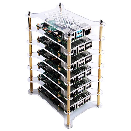 GeeekPi Raspberry Pi - Carcasa para Raspberry Pi (6 capas, con disipadores de calor de Raspberry Pi, apilable, para Raspberry Pi 4/3/2 modelo B, Raspberry Pi 3 modelo B+ (transparente) GeeekPi Raspberry Pi - Carcasa para Raspberry Pi (6 capas, con disipadores de calor de Raspberry Pi, apilable, para Raspberry Pi 4/3/2 modelo B, Raspberry Pi 3 modelo B+ (transparente)