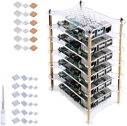 GeeekPi Raspberry Pi - Carcasa para Raspberry Pi (6 capas, con disipadores de calor de Raspberry Pi, apilable, para Raspberry Pi 4/3/2 modelo B, Raspberry Pi 3 modelo B+ (transparente) GeeekPi Raspberry Pi - Carcasa para Raspberry Pi (6 capas, con disipadores de calor de Raspberry Pi, apilable, para Raspberry Pi 4/3/2 modelo B, Raspberry Pi 3 modelo B+ (transparente)
