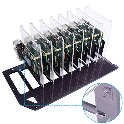 GeeekPi Raspberry Pi Cluster Caja, Raspberry Pi Rack Case Caja apilable con ventilador 120mm RGB LED 5V Fan para Raspberry Pi 4B / 3B + / 3B / 2B / B + y Jetson Nano (8 capas)
