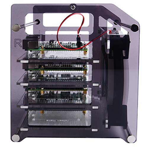 GeeekPi Raspberry Pi Cluster Caja, Raspberry Pi Rack Case Caja apilable con Ventilador 120mm RGB LED 5V Fan para Raspberry Pi 4B / 3B + / 3B / 2B / B + y Jetson Nano (4 Capas)
