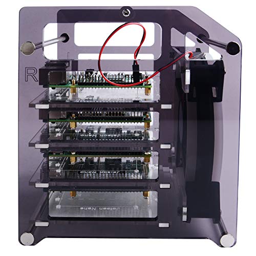 GeeekPi Raspberry Pi Cluster Caja, Raspberry Pi Rack Case Caja apilable con Ventilador 120mm RGB LED 5V Fan para Raspberry Pi 4B / 3B + / 3B / 2B / B + y Jetson Nano (4 Capas) GeeekPi Raspberry Pi Cluster Caja, Raspberry Pi Rack Case Caja apilable con Ventilador 120mm RGB LED 5V Fan para Raspberry Pi 4B / 3B + / 3B / 2B / B + y Jetson Nano (4 Capas)