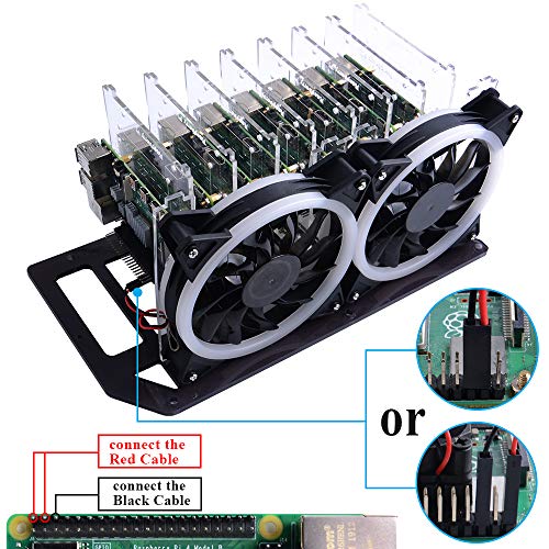 GeeekPi Raspberry Pi Cluster Caja, Raspberry Pi Rack Case Caja apilable con ventilador 120mm RGB LED 5V Fan para Raspberry Pi 4B / 3B + / 3B / 2B / B + y Jetson Nano (8 capas)