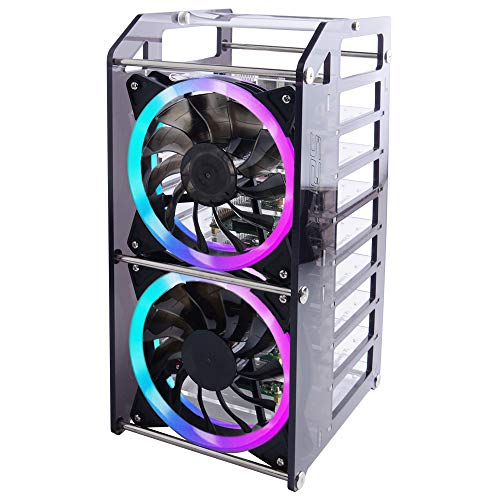 GeeekPi Raspberry Pi Cluster Caja, Raspberry Pi Rack Case Caja apilable con ventilador 120mm RGB LED 5V Fan para Raspberry Pi 4B / 3B + / 3B / 2B / B + y Jetson Nano (8 capas) GeeekPi Raspberry Pi Cluster Caja, Raspberry Pi Rack Case Caja apilable con ventilador 120mm RGB LED 5V Fan para Raspberry Pi 4B / 3B + / 3B / 2B / B + y Jetson Nano (8 capas)