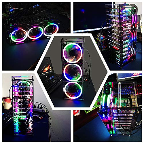 GeeekPi Raspberry Pi Cluster Case, Raspberry Pi Rack Caso apilable con ventilador 120mm RGB LED 5V Ventilador para Raspberry Pi 4B/3B+/3B/2B/B+ y Jetson Nano (12 capas)