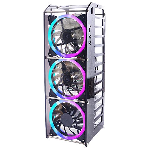 GeeekPi Raspberry Pi Cluster Case, Raspberry Pi Rack Caso apilable con ventilador 120mm RGB LED 5V Ventilador para Raspberry Pi 4B/3B+/3B/2B/B+ y Jetson Nano (12 capas)