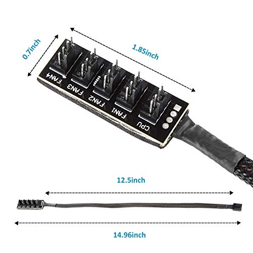 GeekerChip PWM Fan Hub,Ventilador Hub Splitter Cable-1 Hembra para computadora 12V 4-Pin