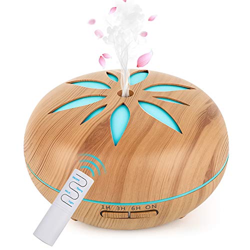 GeeRic humidificador ultrasónico aromaterapia 550ml, Difusor de aceite perfumado Nebulizador para aceites esenciales con 7 colores LED silencioso para yoga, madera GeeRic humidificador ultrasónico aromaterapia 550ml, Difusor de aceite perfumado Nebulizador para aceites esenciales con 7 colores LED silencioso para yoga, madera