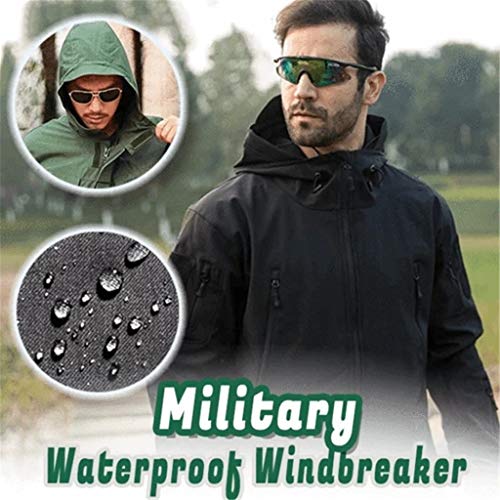 Geilisungren Chaqueta Hombre Softshell Impermeable Aire Libre Windbreaker Deportes con Capucha Hombres Mujeres Impermeable Tactical Soft Shell Jacket Militar Impermeable Rompevientos