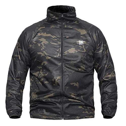 Geilisungren Chaqueta Hombre Softshell Impermeable Aire Libre Windbreaker Deportes con Capucha Hombres Mujeres Impermeable Tactical Soft Shell Jacket Militar Impermeable Rompevientos