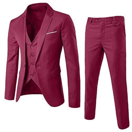 Geilisungren Traje Suit Hombre 3 Piezas Chaqueta Chaleco Pantalón Traje Al Estilo Occidental Traje de Fiesta de Bodas de Negocios Slim Fit Traje Suit Hombre