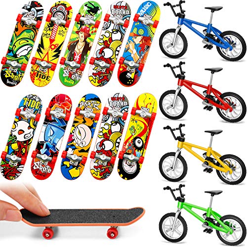 Gejoy 14 Piezas Bicicletas Patinetas de Dedo Monopatines Bicicleta de Dedo Favores de Fiesta de Regalo de Cumpleaños Deporte de Dedo Mini para Niñas y Niños