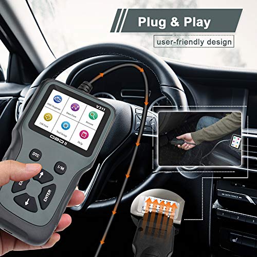 GEKER OBD2 Escáner de Diagnóstico Portátil Auto Scanner Interfaz Estandar 16 Pines con Lectura y Borrado de Códigos de Error y Prueba de Batería para Automóviles Protocolos OBDII y Modos OBD2/EOBD/Can