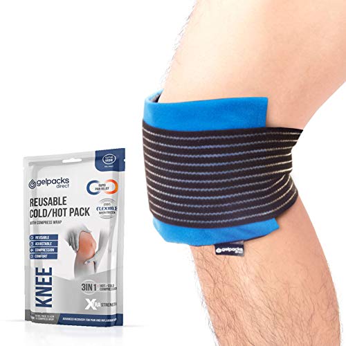 GelpacksDirect - Bolsa de gel para aplicar frío y calor - Con banda de compresión - Para lesiones en la rodilla