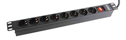 Gembird Rack-Mount Power Strip (PDU), 8 SCHUKO SOCKETS, 1U, 16A, 19'', 2M, Black