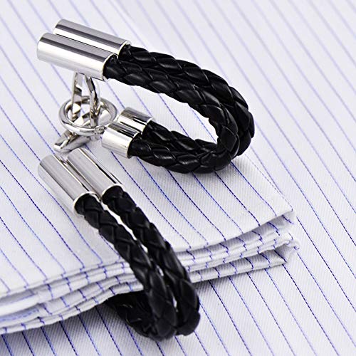Gemelos para Hombre BWZF Única Cuerda Trenzada Gemelos Cuero, Enlaces Negro Gemelos for los Hombres/Novio/Marido, Camisa de la Boda del botón for Hombre Gemelos para Hombre BWZF Única Cuerda Trenzada Gemelos Cuero, Enlaces Negro Gemelos for los Hombres/Novio/Marido, Camisa de la Boda del botón for Hombre