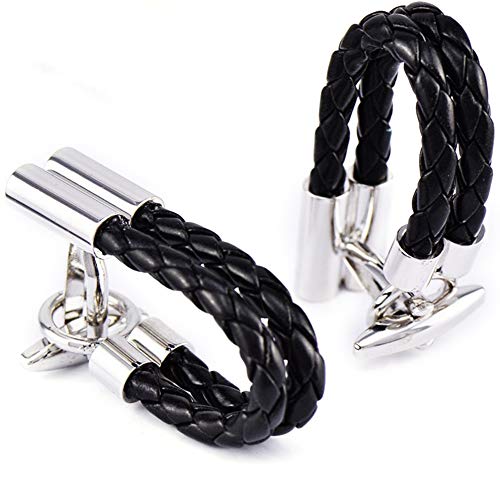 Gemelos para Hombre BWZF Única Cuerda Trenzada Gemelos Cuero, Enlaces Negro Gemelos for los Hombres/Novio/Marido, Camisa de la Boda del botón for Hombre Gemelos para Hombre BWZF Única Cuerda Trenzada Gemelos Cuero, Enlaces Negro Gemelos for los Hombres/Novio/Marido, Camisa de la Boda del botón for Hombre