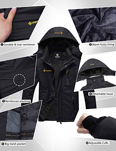 GEMYSE Chaqueta de esquí Impermeable de montaña para Hombre Abrigo de Invierno al Aire Libre de Lana a Prueba de Viento con Capucha (Negro,M) GEMYSE Chaqueta de esquí Impermeable de montaña para Hombre Abrigo de Invierno al Aire Libre de Lana a Prueba de Viento con Capucha (Negro,M)