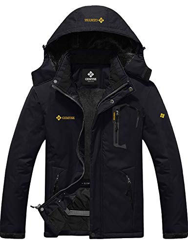 GEMYSE Chaqueta de esquí Impermeable de montaña para Hombre Abrigo de Invierno al Aire Libre de Lana a Prueba de Viento con Capucha (Negro,M) GEMYSE Chaqueta de esquí Impermeable de montaña para Hombre Abrigo de Invierno al Aire Libre de Lana a Prueba de Viento con Capucha (Negro,M)
