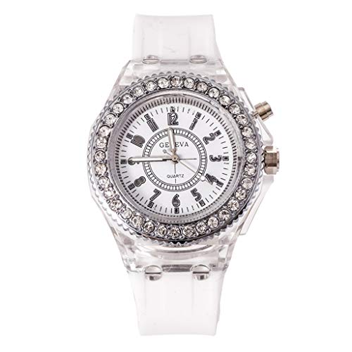 geneic Reloj de pulsera de cuarzo para mujer, diseño de Ginebra, con retroiluminación LED, resistente al agua geneic Reloj de pulsera de cuarzo para mujer, diseño de Ginebra, con retroiluminación LED, resistente al agua