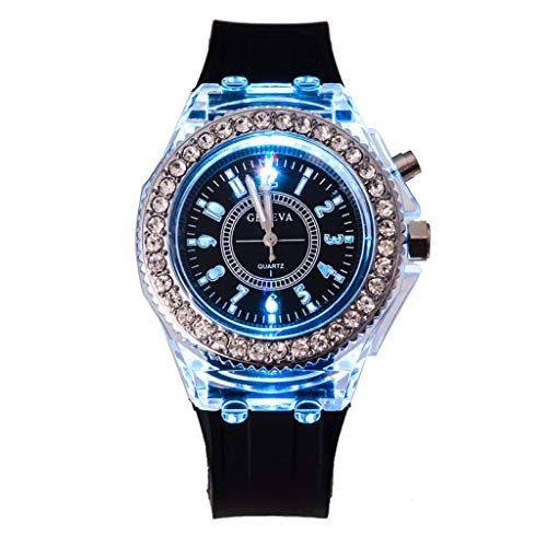 geneic Reloj de pulsera de cuarzo para mujer, diseño de Ginebra, con retroiluminación LED, resistente al agua geneic Reloj de pulsera de cuarzo para mujer, diseño de Ginebra, con retroiluminación LED, resistente al agua
