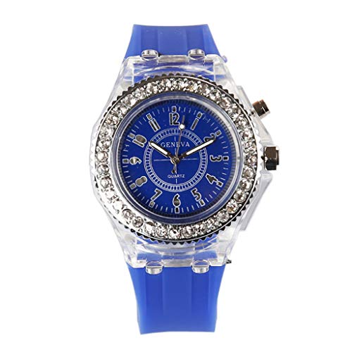 geneic Reloj de pulsera de cuarzo para mujer, diseño de Ginebra, con retroiluminación LED, resistente al agua geneic Reloj de pulsera de cuarzo para mujer, diseño de Ginebra, con retroiluminación LED, resistente al agua