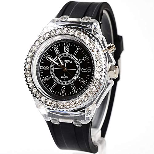geneic Reloj de pulsera de cuarzo para mujer, diseño de Ginebra, con retroiluminación LED, resistente al agua geneic Reloj de pulsera de cuarzo para mujer, diseño de Ginebra, con retroiluminación LED, resistente al agua