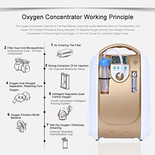 Generador de concentrador de oxígeno portátil de grado médico 1-5L/min 90% ± 3% máquina de alta concentración con función aniónica, bajo ruido y silencioso para uso en el hogar Generador de concentrador de oxígeno portátil de grado médico 1-5L/min 90% ± 3% máquina de alta concentración con función aniónica, bajo ruido y silencioso para uso en el hogar