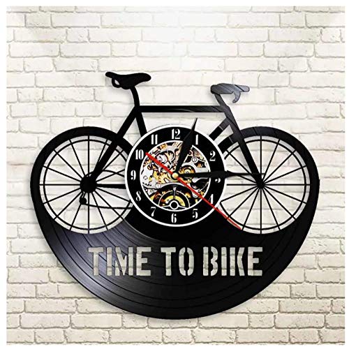 Generic Brands Disco de Vinilo Reloj de Pared Bicicleta Bici CD Record Clock Negro Hollow Record De Vinilo Reloj De Pared Estilo Antiguo Que Cuelga Reloj para Hogar Decoración 12 Pulgadas